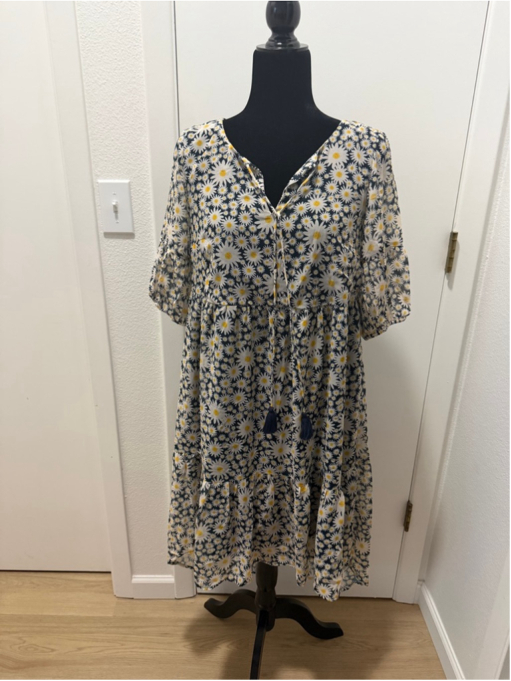 Wayward Fancies Daisy Floral Tiered Dress Womens S Boho Cottagecore Puff Sleeve